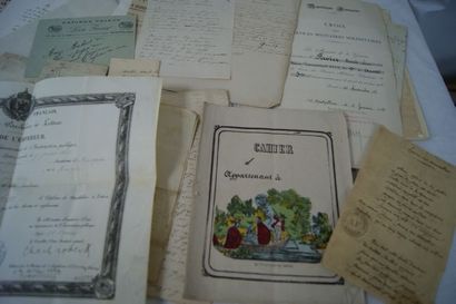 null Lot de documents anciens et fac-similée ( lettres , livret d'écolier, document...