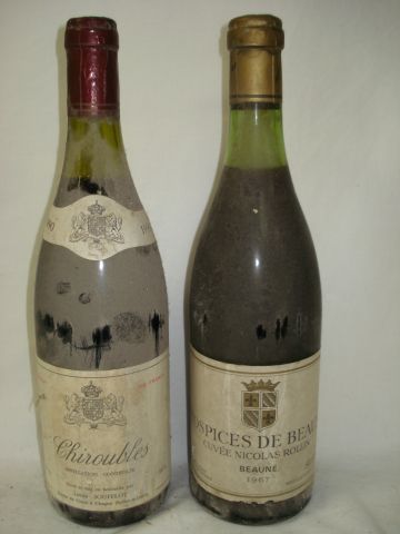 null Lot de 2 bouteilles de vin rouge : 1 de Chiroubles 1990, 1 d'Hospices de beaune,...
