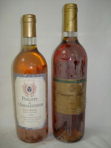 null Lot de 2 bouteilles : 1 de Loupiac, Philippe de l'Arbalestrier, 1996 et une...