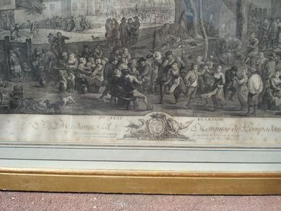 null Ecole française du XVIIIe siècle, Gravure en noir d'après Teniers figurant "La...
