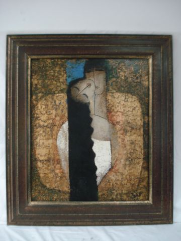null TYLEK (Né en 1948) "Tout contre toi" Huile sur toile. 53 x 62 cm Cadre en bois...