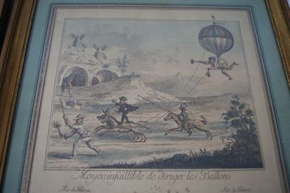 null ECOLE FRANCAISE DU DEBUT XIXe siècle " les motgolfières " paire de gravure en...