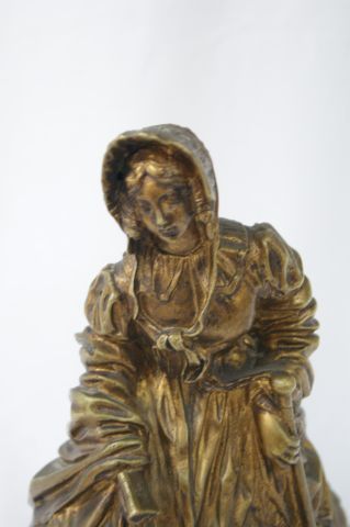 null René Paul MARQUET (1865 - 1939) Bronze à patine dorée, figurant une jeune femme...