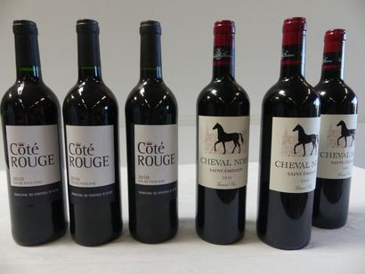 null lot de 6 bouteilles : 3 bouteilles de St Emilion, Cheval Noir, Propriété de...
