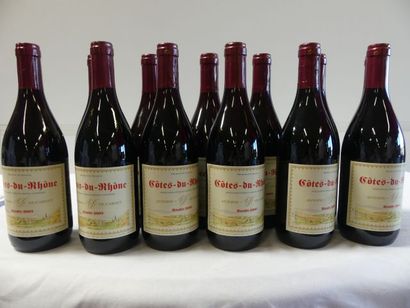 null 12 bouteilles de Côtes du Rhône Rouge, Antoine de carnet, 2003 (en l'état)