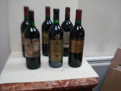 null Lot de 6 bouteilles de vin rouge : 3 de Médoc Select 1992, 1 de 1979, 1 de Château...