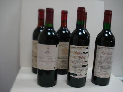 null Lot de 6 bouteilles de vin rouge : 3 de Château des Laurets 1974 (esa, LB),...