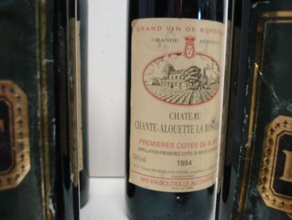 null Lot de 6 bouteilles de vin rouge : 3 de Château Chante-Alouette La Roseraie...