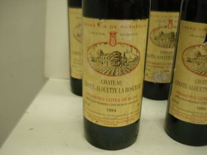 null Lot de 6 bouteilles de vin rouge : 4 de Château Chante-Alouette La Roseraie...