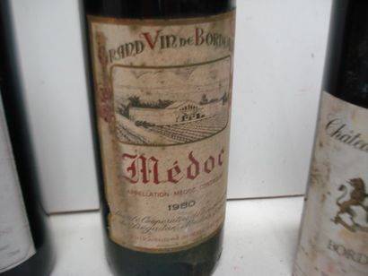 null Lot de 6 bouteilles de vin rouge : 3 de Domaine de Bastor 1980 (es, B), Domaine...
