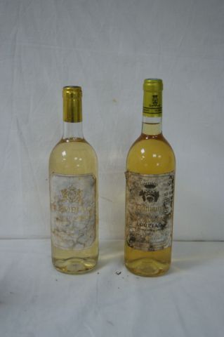 null Lot de 2 bouteilles de Loupiac, une de 1991 (sans capsule, es), l'autre de 1998...