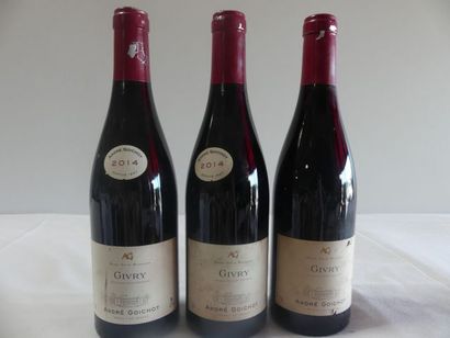 null 3 bouteilles de Givry Rouge, André Goichot, 2014 (étiquettes tachées)