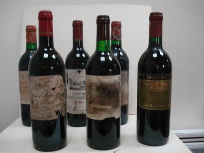null Lot de 6 bouteilles de vin rouge : 1 de Château Sigognac 1990, 1 de Château...