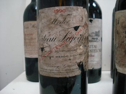 null Lot de 6 bouteilles de vin rouge : 1 de Château Sigognac 1990, 1 de Château...