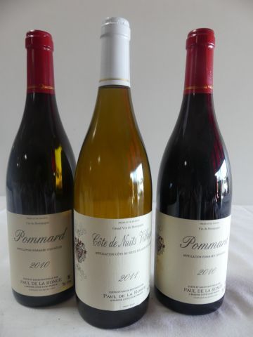 null Lot de 3 bouteilles : 2 bouteilles de Pommard Paul de la Ronce 2010 et 1 bouteille...