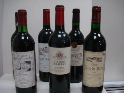 null Lot de 6 bouteilles de vin rouge : Château Les Mondons 1999, Corbière Grande...