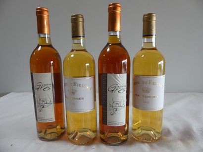 null Lot de 4 bouteilles : 2 Château Rieussec Les Carmes de Rieussec, Sauternes,...