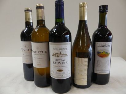 null Lot de 5 bouteilles : 1 bouteilles de Château Sauveta Bordeaux Supérieur Récoltant,...