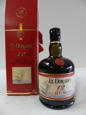 null Coffret d'1 bouteille de Rhum El Dorado, 12 ans d'âge de la Guyane 40 % vol....