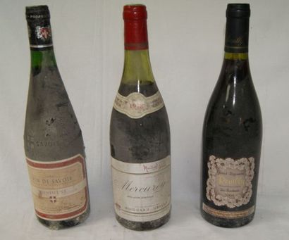 null Lot de 3 bouteilles de vins rouges : Mercurey 1978 (B), Mondeuse 1994 (LB) et...