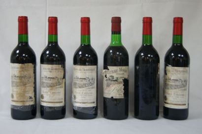 null Lot de 6 bouteilles de Saint Estèphe : 5 de Château Houissant 1996 (1 étiquette...