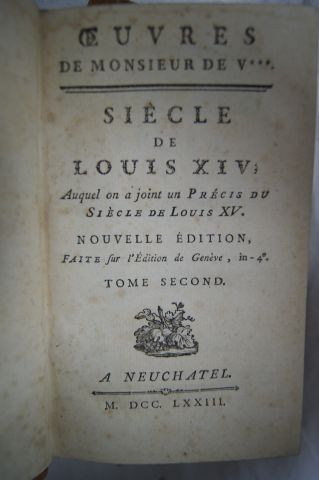 null VOLTAIRE Lot comprenant :
- "Mélanges" tomes 1 et 2. Neufchâtel, 1773
- "Théâtre"...