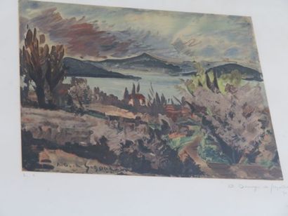 null André Albert Marie DUNOYER DE SEGONZAC (1884-1974) Paysage. Lithographie en...