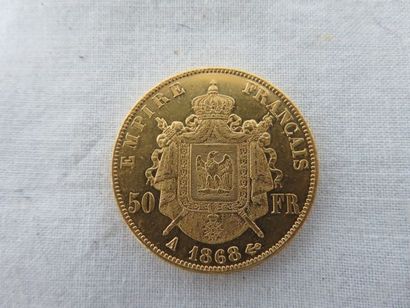 null Pièce de 50 frs or Napoleon III tête laurée , 1868. Poids 16, 27 g