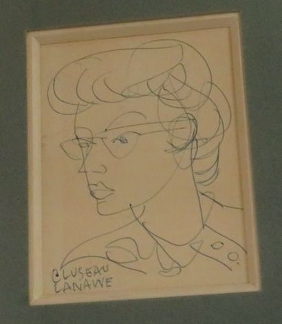 null Jean CLUSEAU-LANAUVE (1914-1997) "Portrait de Dominique Vernay" Encre. 11 x...