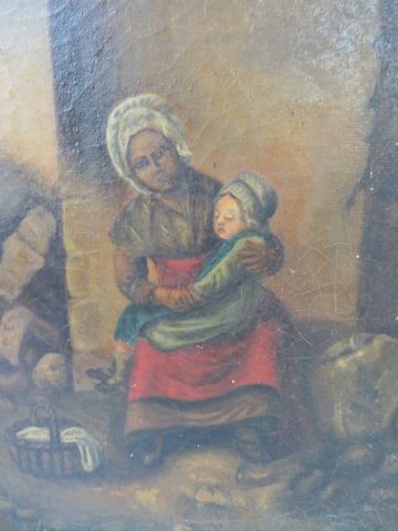 null Ecole flamande du XIXe siècle "Femme et son enfant" Huile sur toile. 33 x 24...