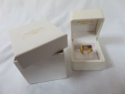 null Bague en or jaune sertie d'une citrine , aigue marine, péridot, améthyste, rhodolite...