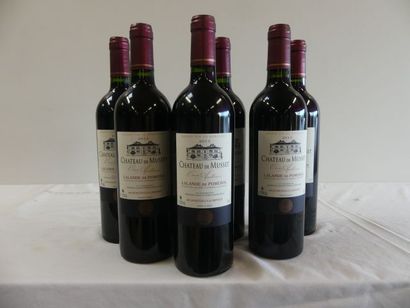 null 6 bouteilles de Lalande de Pomerol, Château de Musset, Cuvée Apollinaire, Médaille...