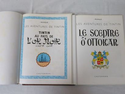 null Lot de 2 BD de Tintin comprenant "Au Pays de l'or noir" 1977 et "Le sceptre...