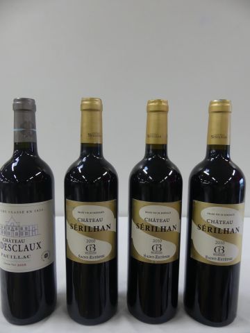 null Lot de 4 bouteilles : 3 bouteilles de Château Sérilhan, Cru Bourgeois de St...