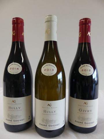 null Lot de 3 bouteilles : 1 Rully Rouge, André Goichot 2014 ; 1 Givry Rouge André...