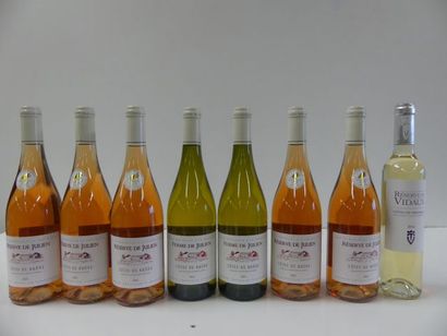 null Lot de 8 bouteilles : 2 bouteilles de Côtes du Rhône Blanc Ferme de Julien 2015...