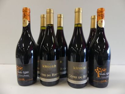 null Lot de 8 bouteilles : 6 bouteilles de Côtes du Rhône Rouge La Baronne du Bry...