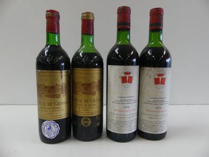 null Lot de 4 bouteilles : 2 Côtes de Bourg Château de Grissac (1 de 1983 ME et 1...