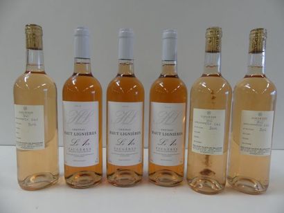 null Lot de 6 bouteilles : 3 Château Haut Lignières Le 1er Faugères Rosé 2015 ; 3...