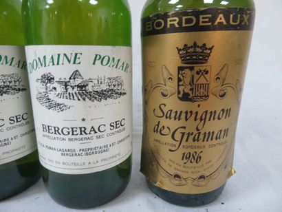 null Lot comprenant 5 bouteilles de Bergerac Sec (Remy Pannier, LB et B) et 1 de...