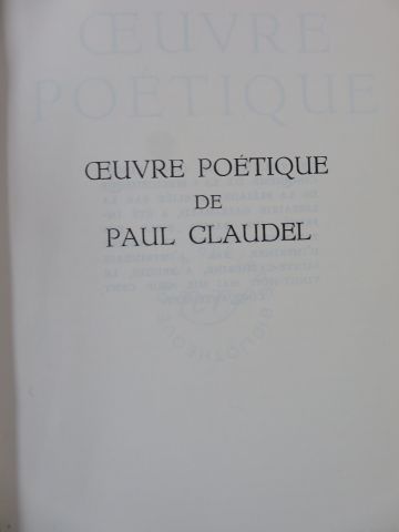 null LA PLEIADE Claudel, "Oeuvres poétique" 1957