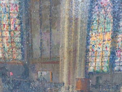 null Pierre Gaston RIGAUD (1874-1939) "Intérieur d'église" Huile sur toile, 48x33cm,...