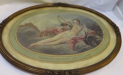 null Reproduction en couleurs, d'après François Boucher, figurant Vénus et l'Amour....