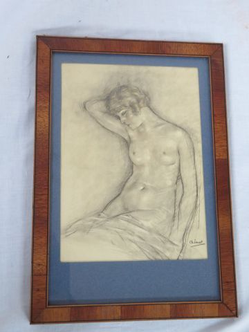 null D'après Edouard CHIMOT "Jeune femme alanguie" Estampe. 18 x 13 cm 26 x 18 c...