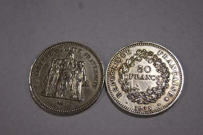 null Lot de deux pièces de 50 francs Hercule, 1978. Poids : 60 g