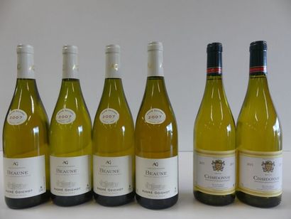 null Lot de 6 bouteilles : 4 bouteilles de Bourgogne Blanc, Beaune, André Goichot,...