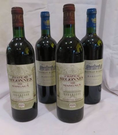 null Lot de 4 bouteilles de Margaux : 2 de Château d’ARSAC, 2004 et 2 de Château...