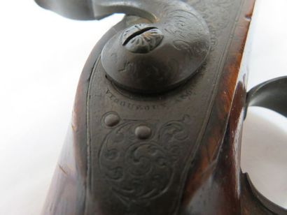 null Paire de pistolets. France, vers 1850. Portent une signature sur la platine....