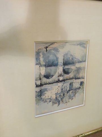 null Denis VERPESCHT (1919-1996) "Pont parisien" Aquarelle. 24 x 20 cm Encadré sous...