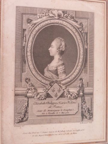 null Ecole française du XVIIIe "Madame Elisabeth" Gravure en noir. 20 x 15 cm Encadrée...